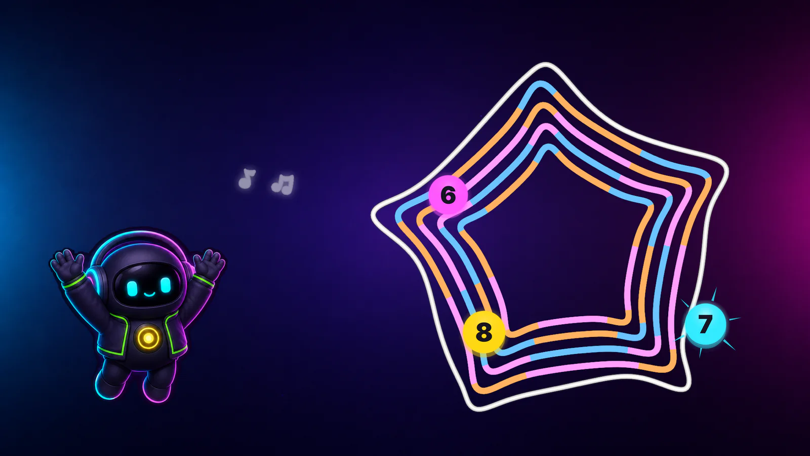 A colorful Beat Bloom level with a star-shaped ring and the Beat Buddy character